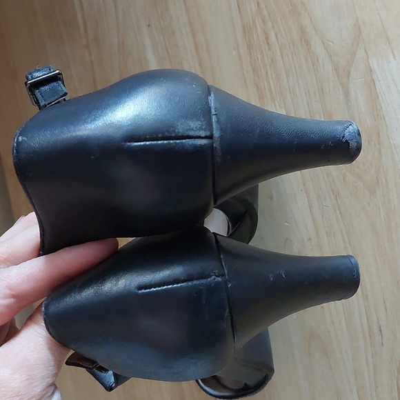 Black Butter Soft Leather Peep Toe Block Heels Giani BERNINI MEMORY FOAM 8 - Picture 4 of 6